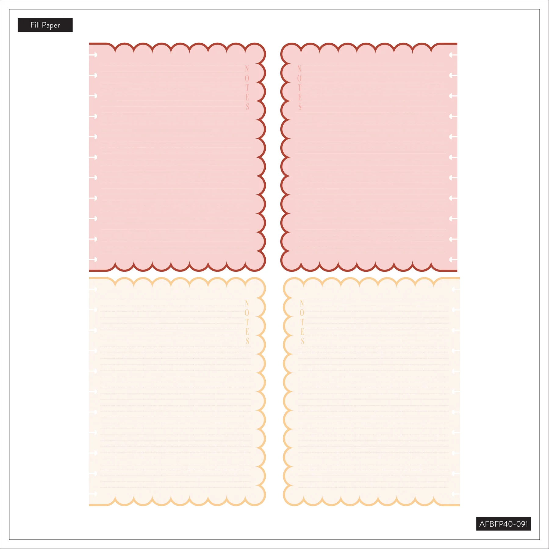 Café Coquette - Scalloped Edge Dotted Lined Big Filler Paper - 40 Sheets - Image 10