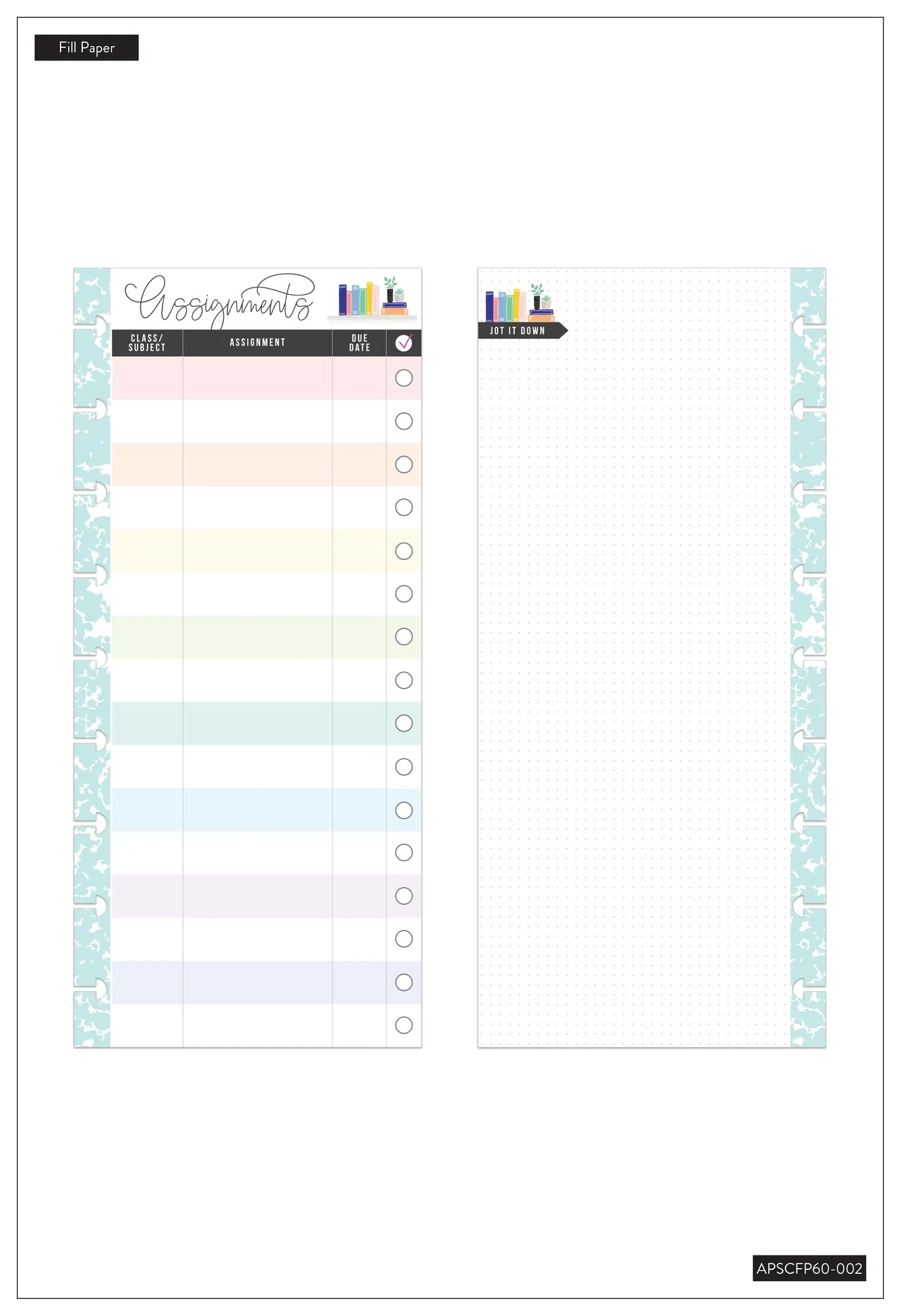 Classic Half Sheet Filler Paper - Rainbow Student Assignments - Image 2