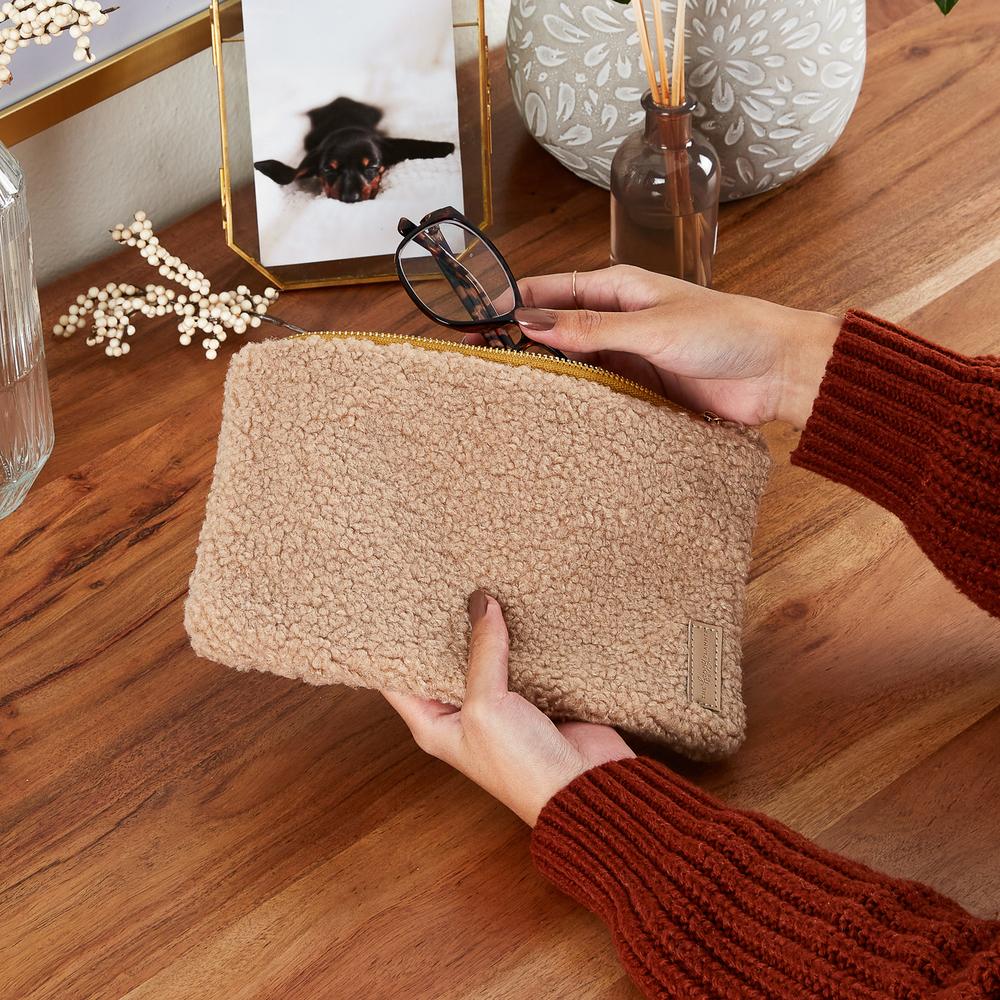 Classic Sherpa Zip Pen Pouch - Taupe - Image 3