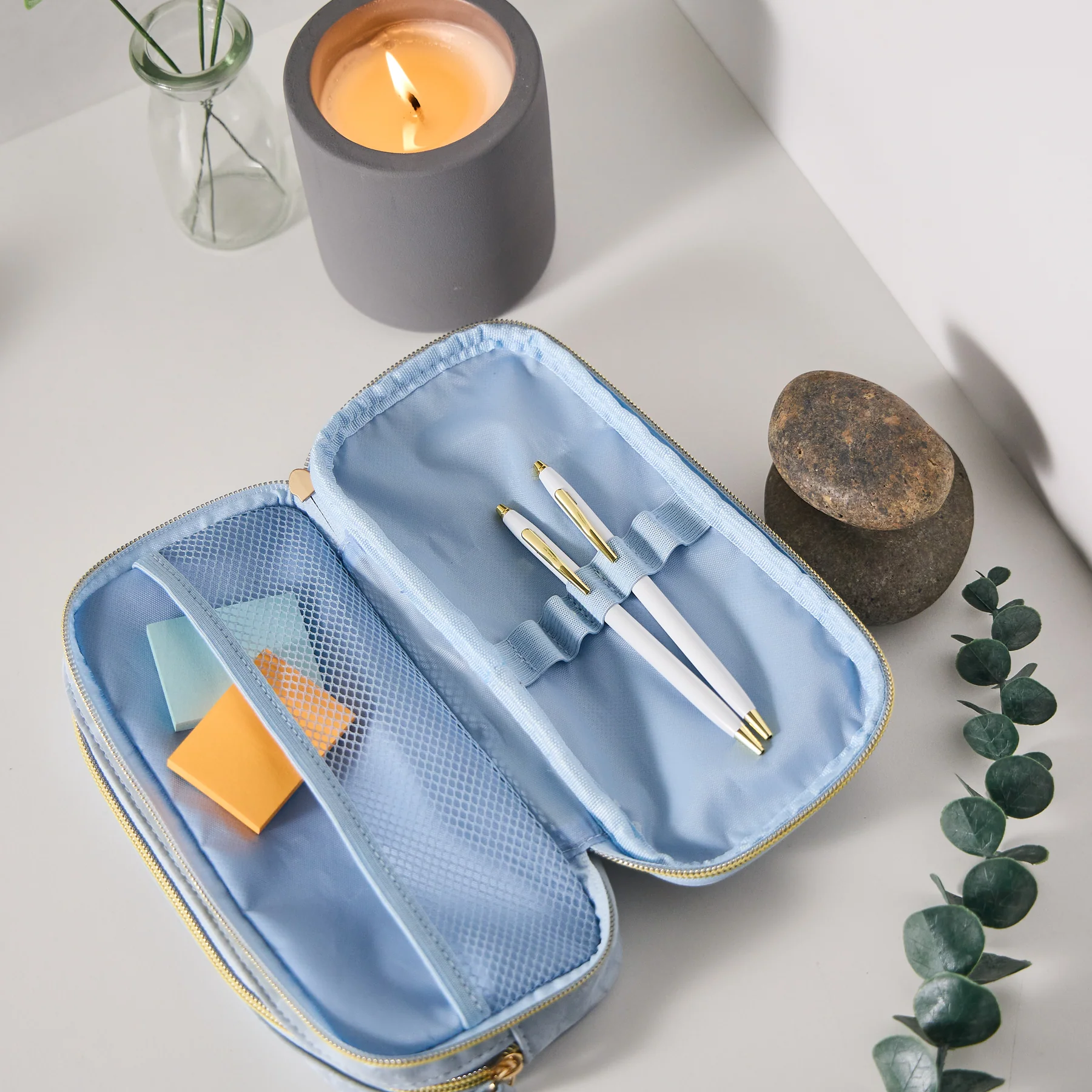 Cornflower - Textured Fabric Pen & Pencil Zip Pouch - Image 7