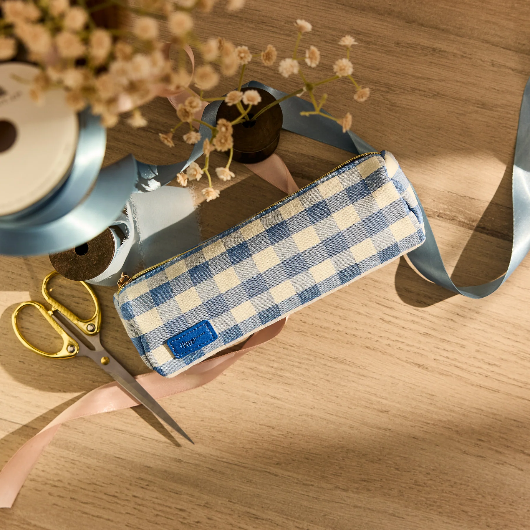 Country Charm - Gingham Fabric Zip Pouch - Image 6