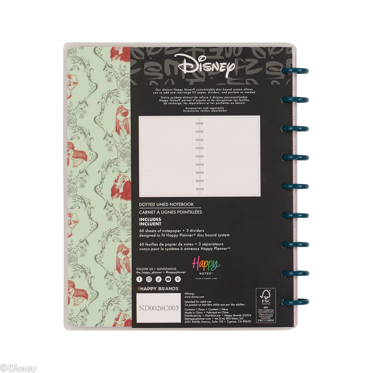 Disney Lady & The Tramp - Dotted Lined Classic Notebook - 60 Sheets - Image 22