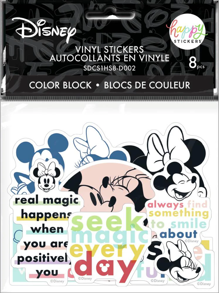 Disney© Mickey Mouse & Minnie Mouse Colorblock Die Cut Vinyl Decal Stickers - 8 Pack - Image 2