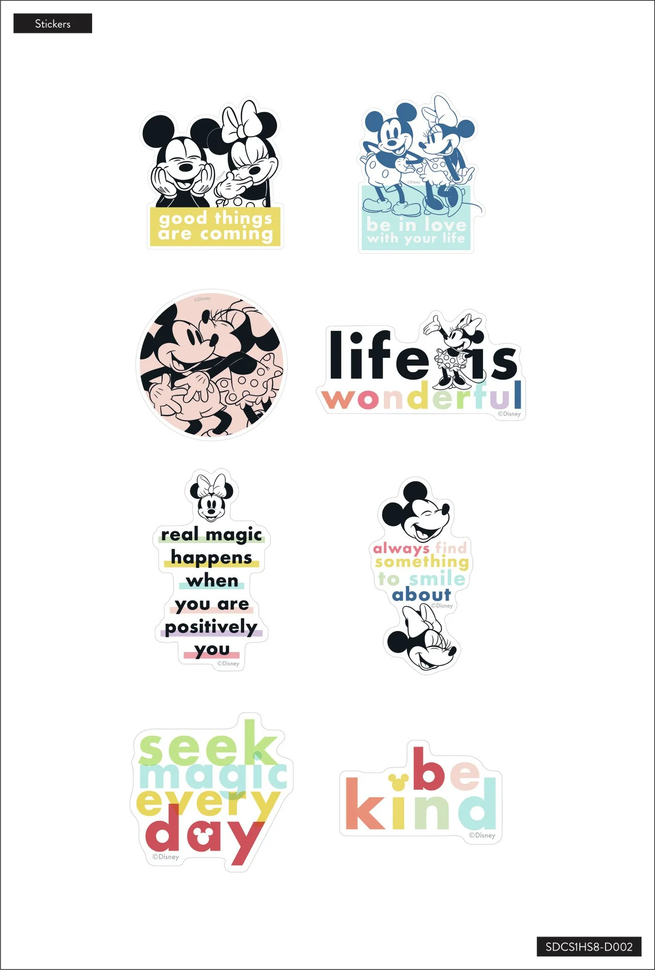 Disney© Mickey Mouse & Minnie Mouse Colorblock Die Cut Vinyl Decal Stickers - 8 Pack - Image 3