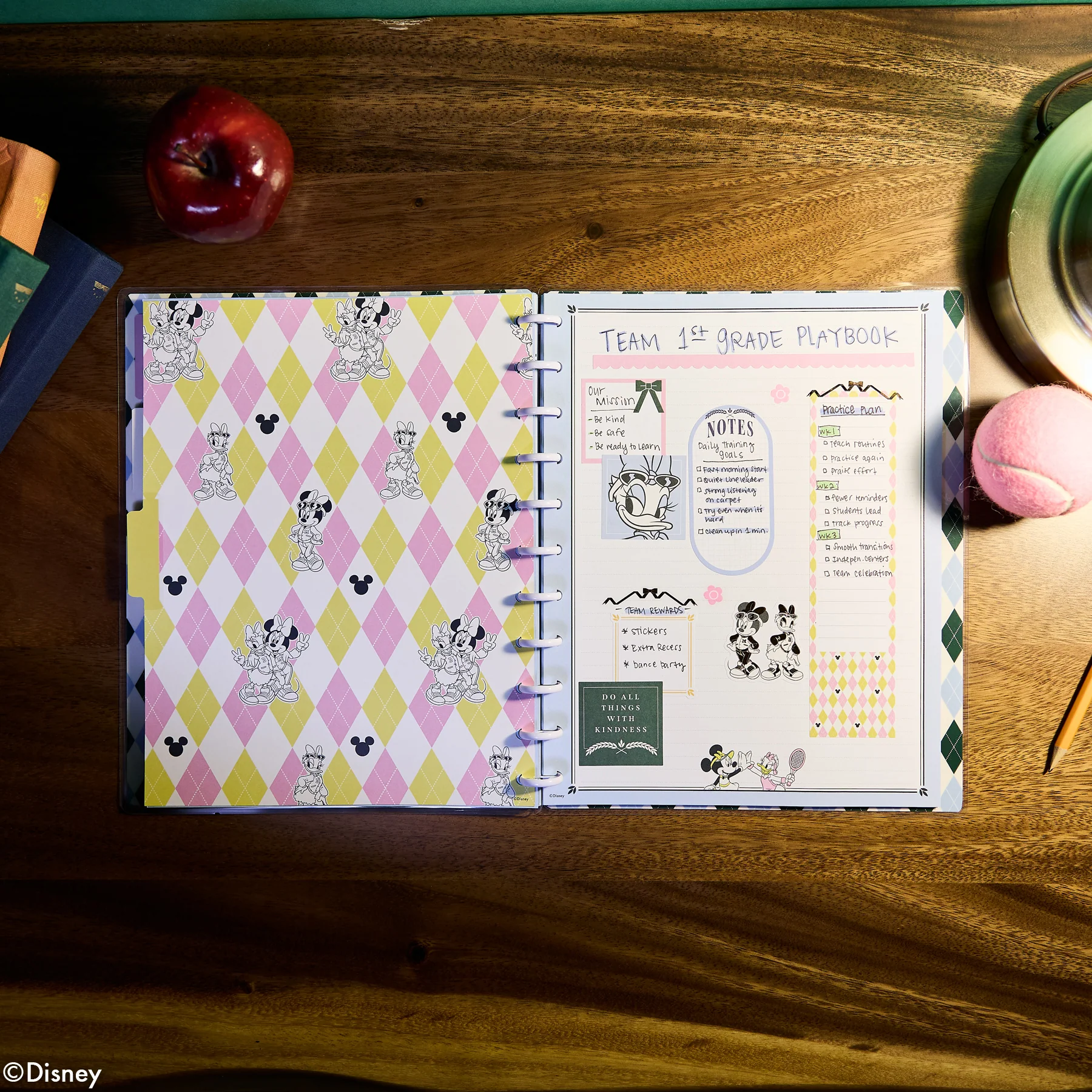 Disney Minnie Mouse & Daisy Duck Varsity Teacher - Dotted Lined Big Notebook - 60 Sheets - Image 7