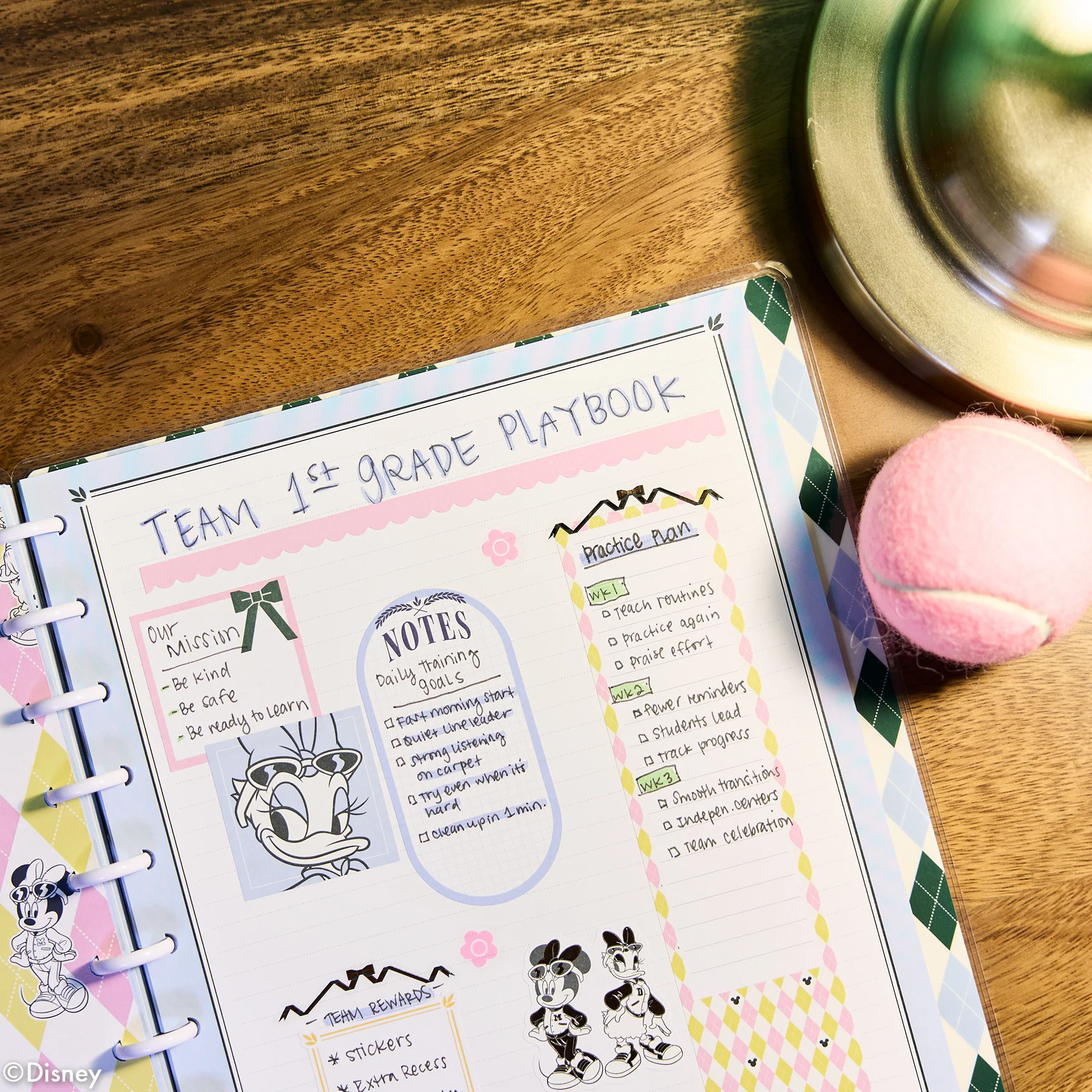 Disney Minnie Mouse & Daisy Duck Varsity Teacher - Dotted Lined Big Notebook - 60 Sheets - Image 8