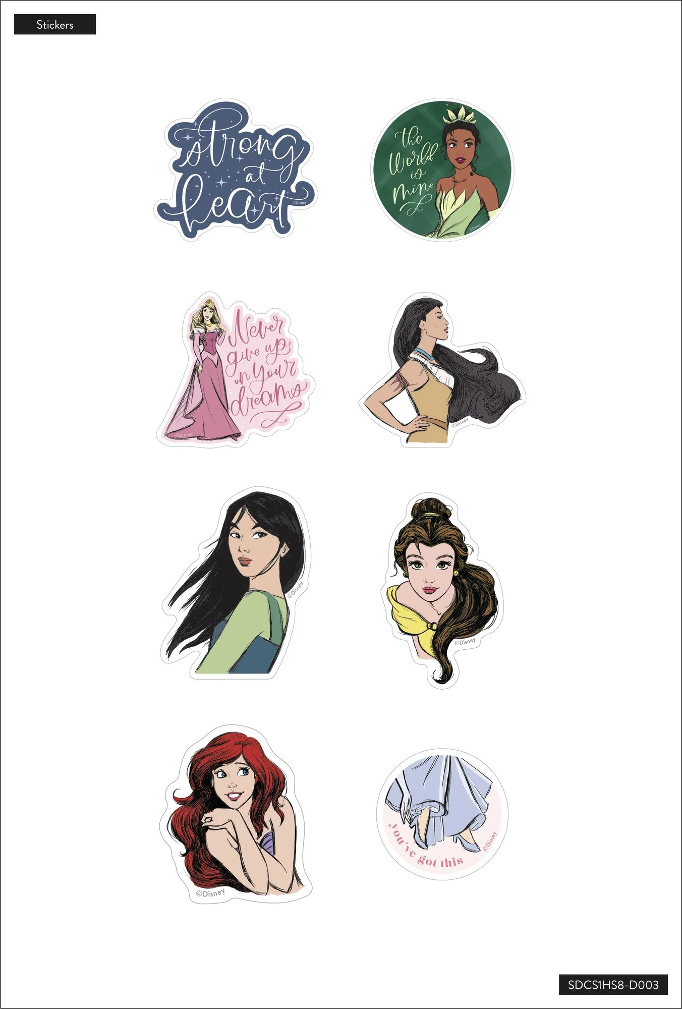 Disney© Princess Strong at Heart Die Cut Vinyl Decal Stickers - 8 Pack - Image 4
