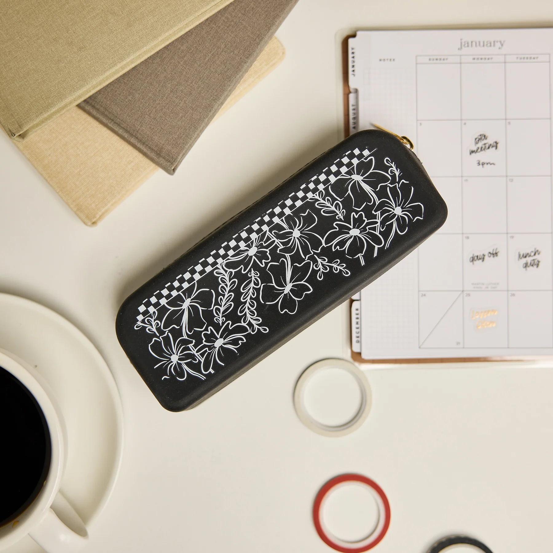 Flower Charm - Silicone Pen & Pencil Zip Pouch - Image 4