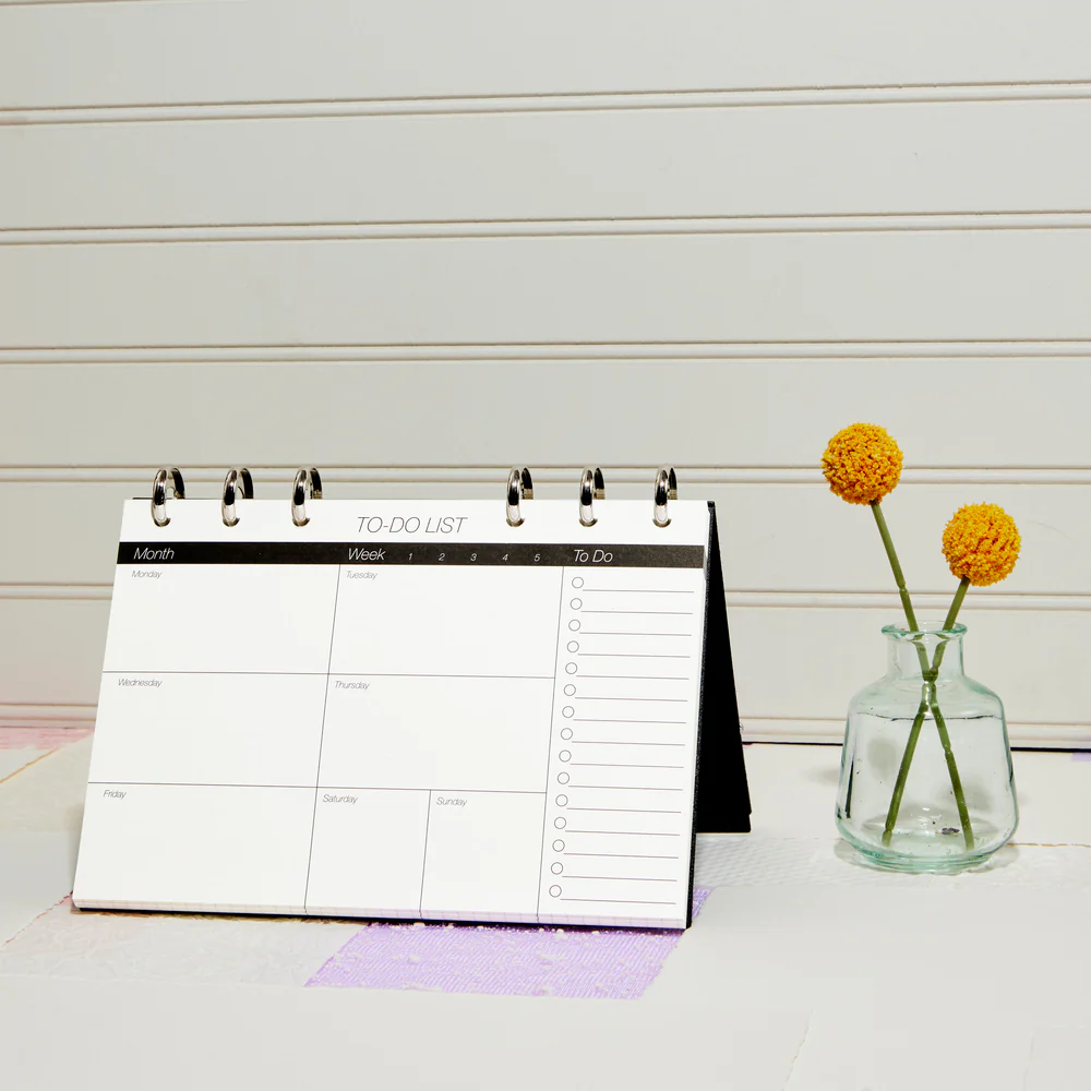 Frosted Black - Disc Bound Foldable Standing Desk Agenda - Weekly Overview - 52 Sheets - Image 2