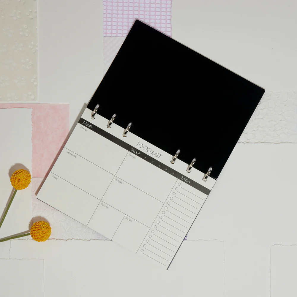 Frosted Black - Disc Bound Foldable Standing Desk Agenda - Weekly Overview - 52 Sheets - Image 5