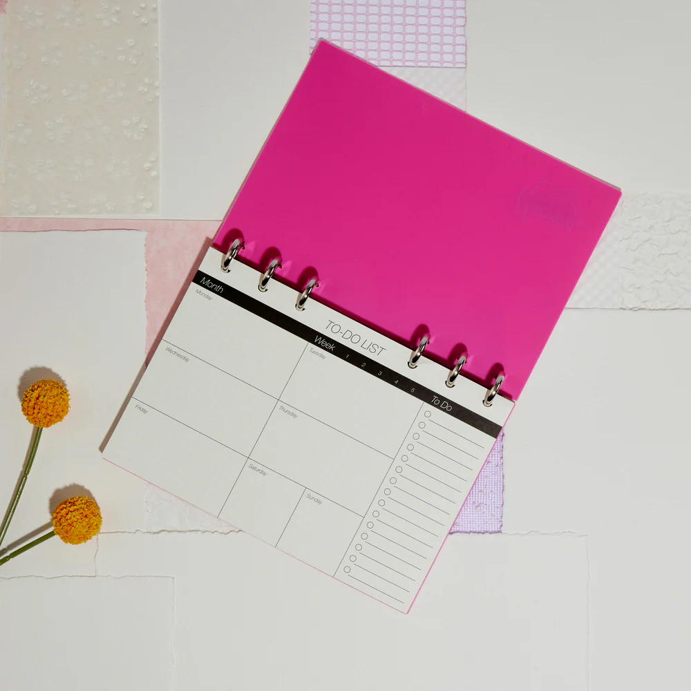 Frosted Hot Pink - Disc Bound Foldable Standing Desk Agenda - Weekly Overview - 52 Sheets - Image 5