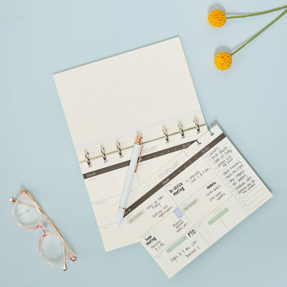 Frosted Mint - Disc Bound Foldable Standing Desk Agenda - Weekly Overview - 52 Sheets - Image 3
