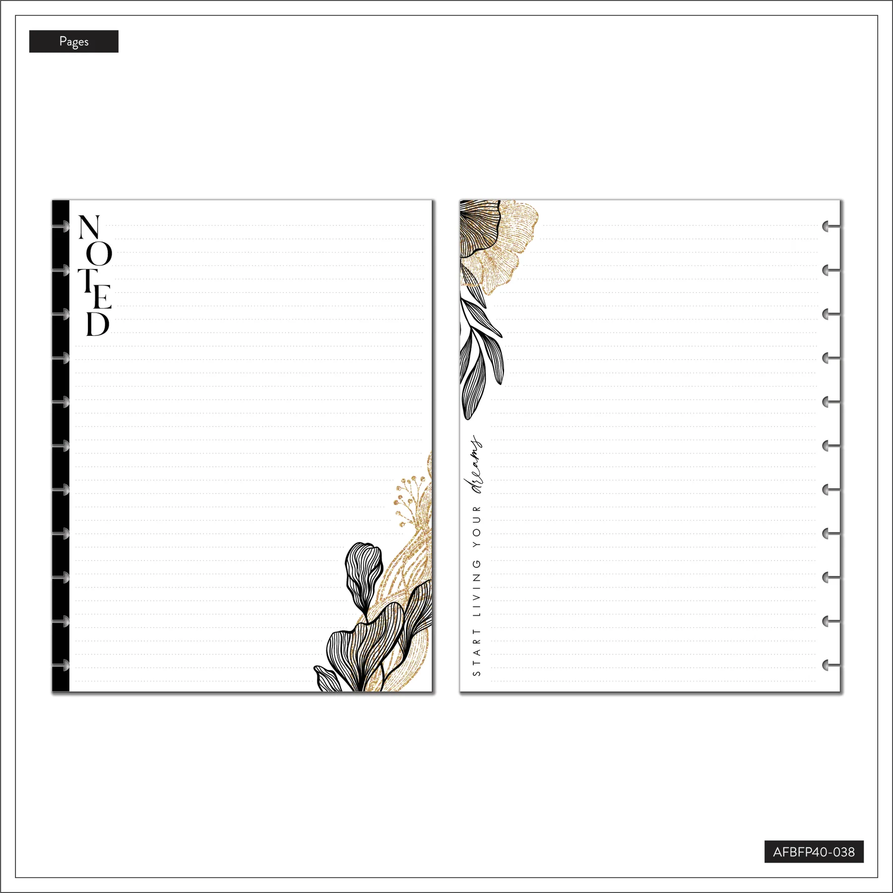Gold & Black Big Filler Paper - Dot Lined Paper - 40 Sheets - Image 4