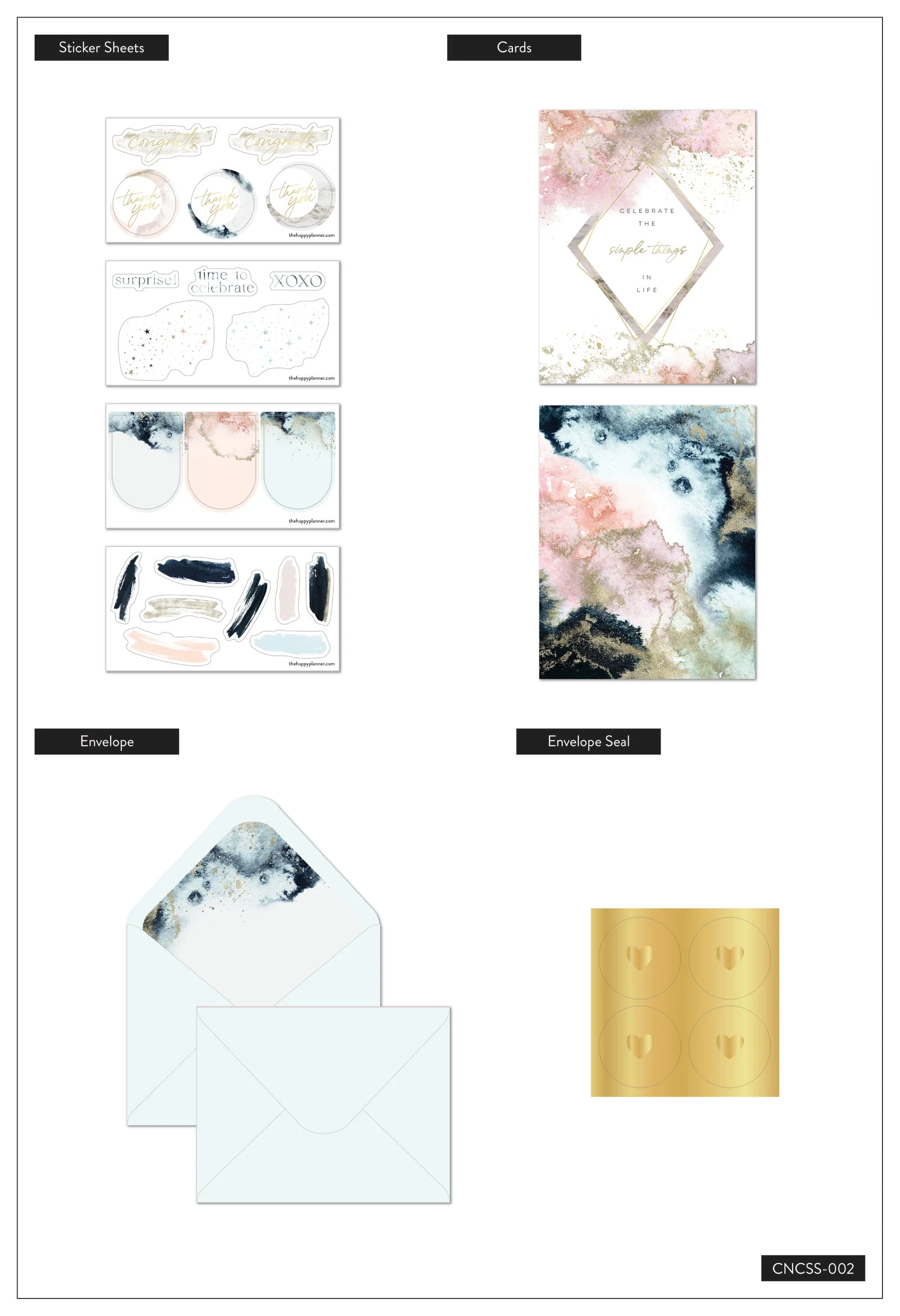 Cosmic Watercolor Note Card Set + Stickers - Image 6