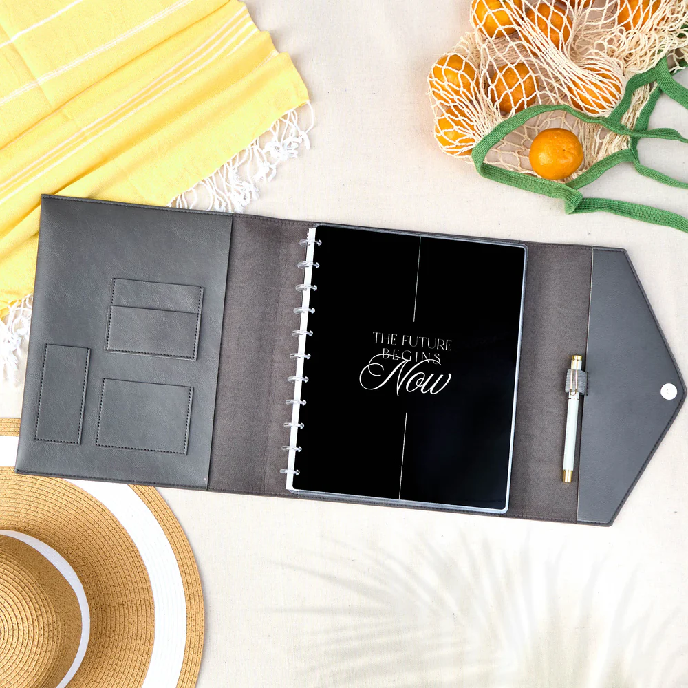 Midnight Vegan Leather - DELUXE Big Planner Folio - Image 2