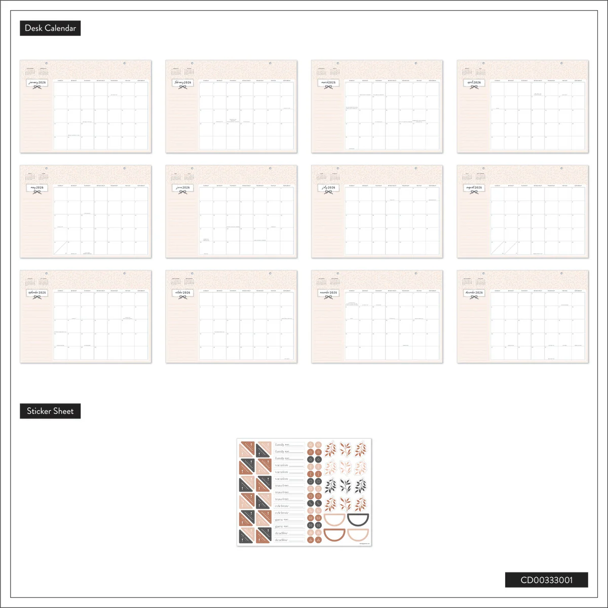 Modern Charm - Small Desk Calendar - 12 Months - Image 13