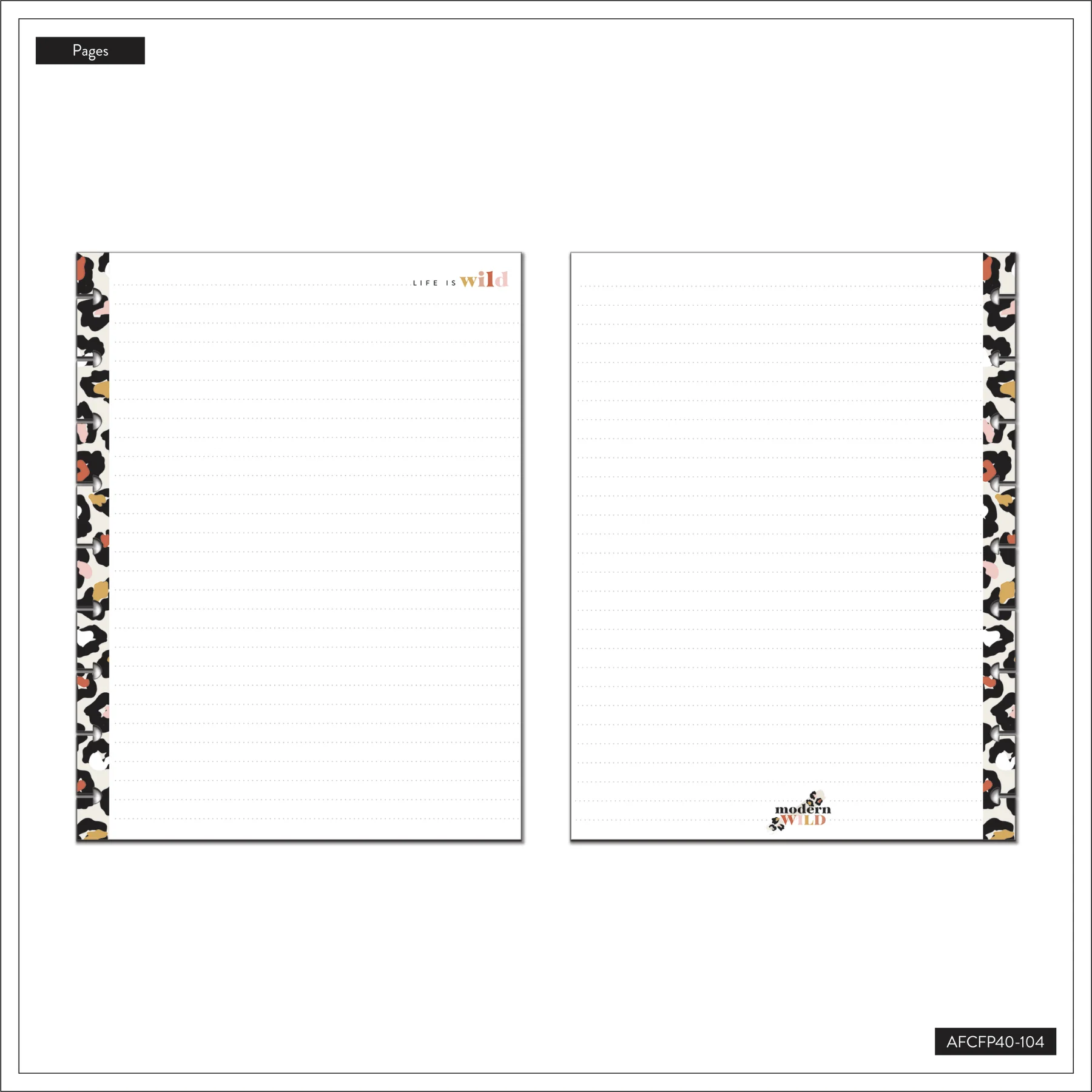 Modern Wild Animal Print Classic Filler Paper - Dot Lined Paper - 40 Sheets - Image 4
