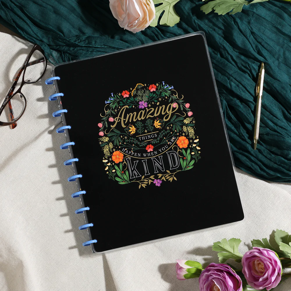 Moody Blooms - Dot Grid + Dotted Lined Checklist Big Notebook - 60 Sheets - Image 3