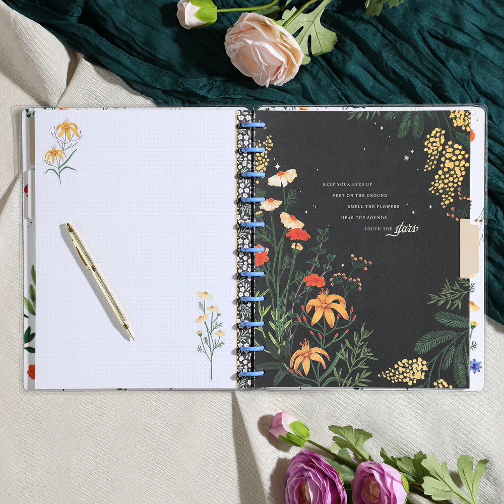 Moody Blooms - Dot Grid + Dotted Lined Checklist Big Notebook - 60 Sheets - Image 4