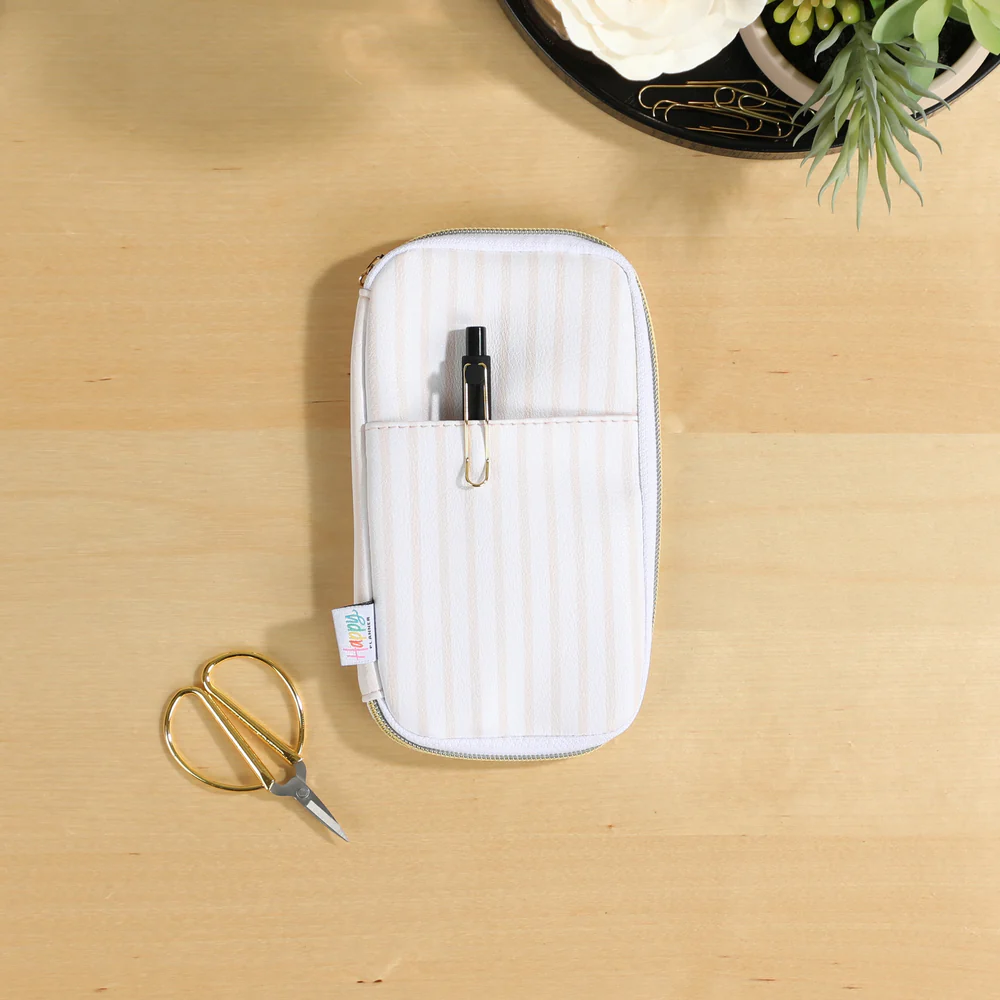 Peachy Stripes - Banded Accessory Zip Pouch - Image 3