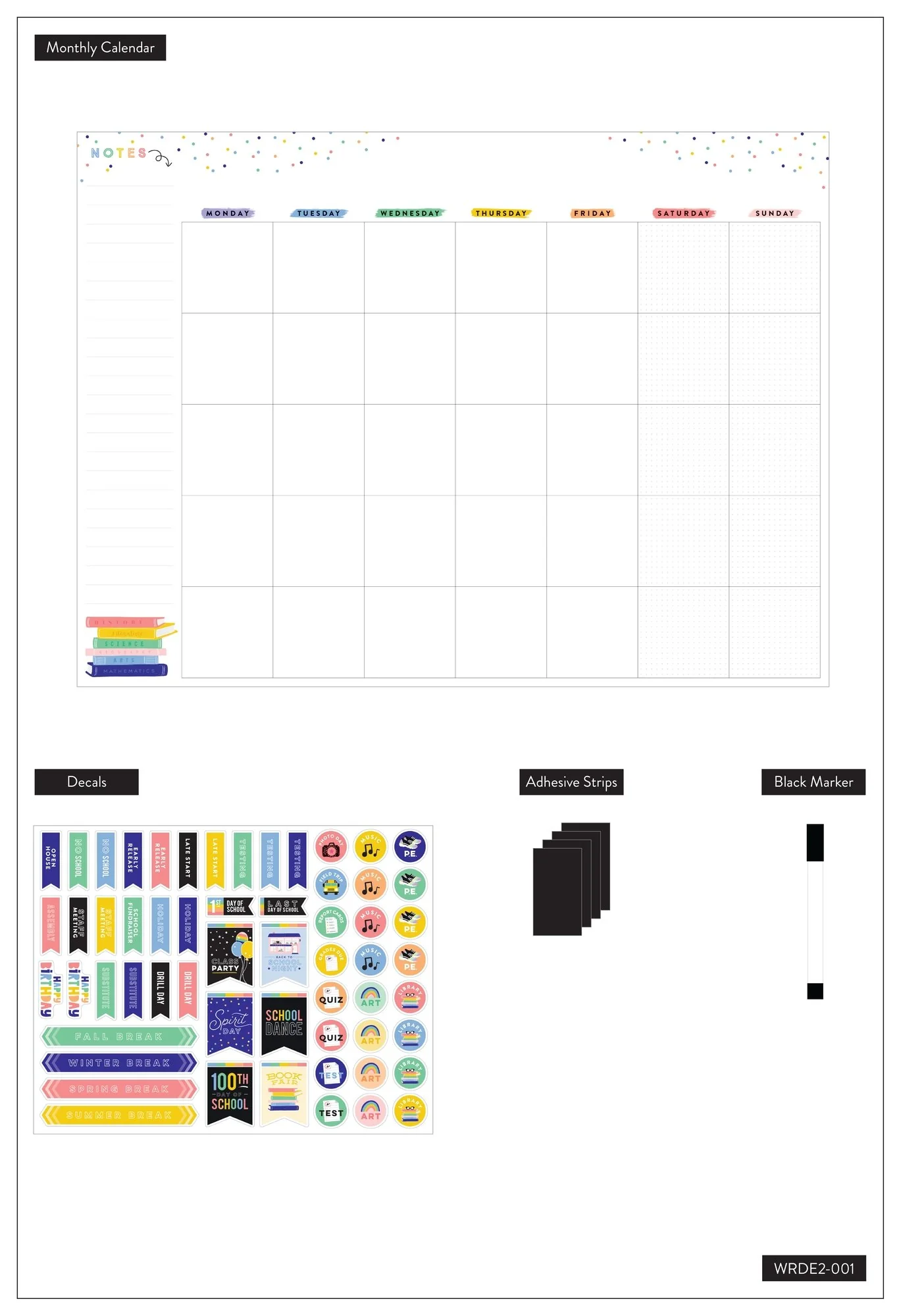 Rolled Monthly Dry Erase Calendar - Happy Plans - Image 2