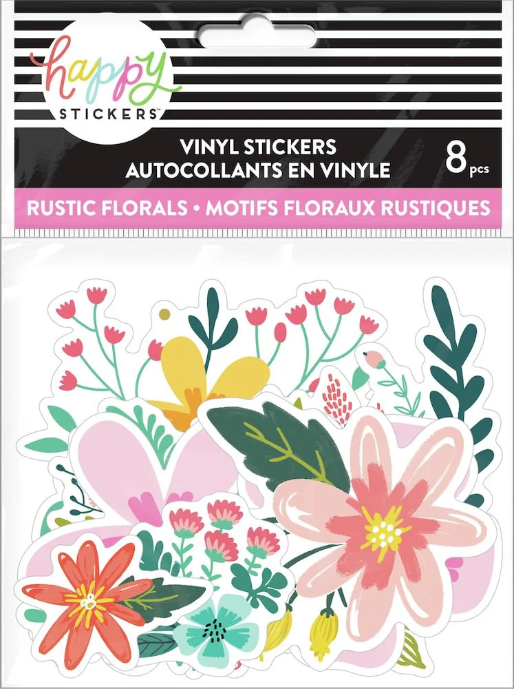 Rustic Floral Die Cut Vinyl Decal Stickers - 8 Pack - Image 4