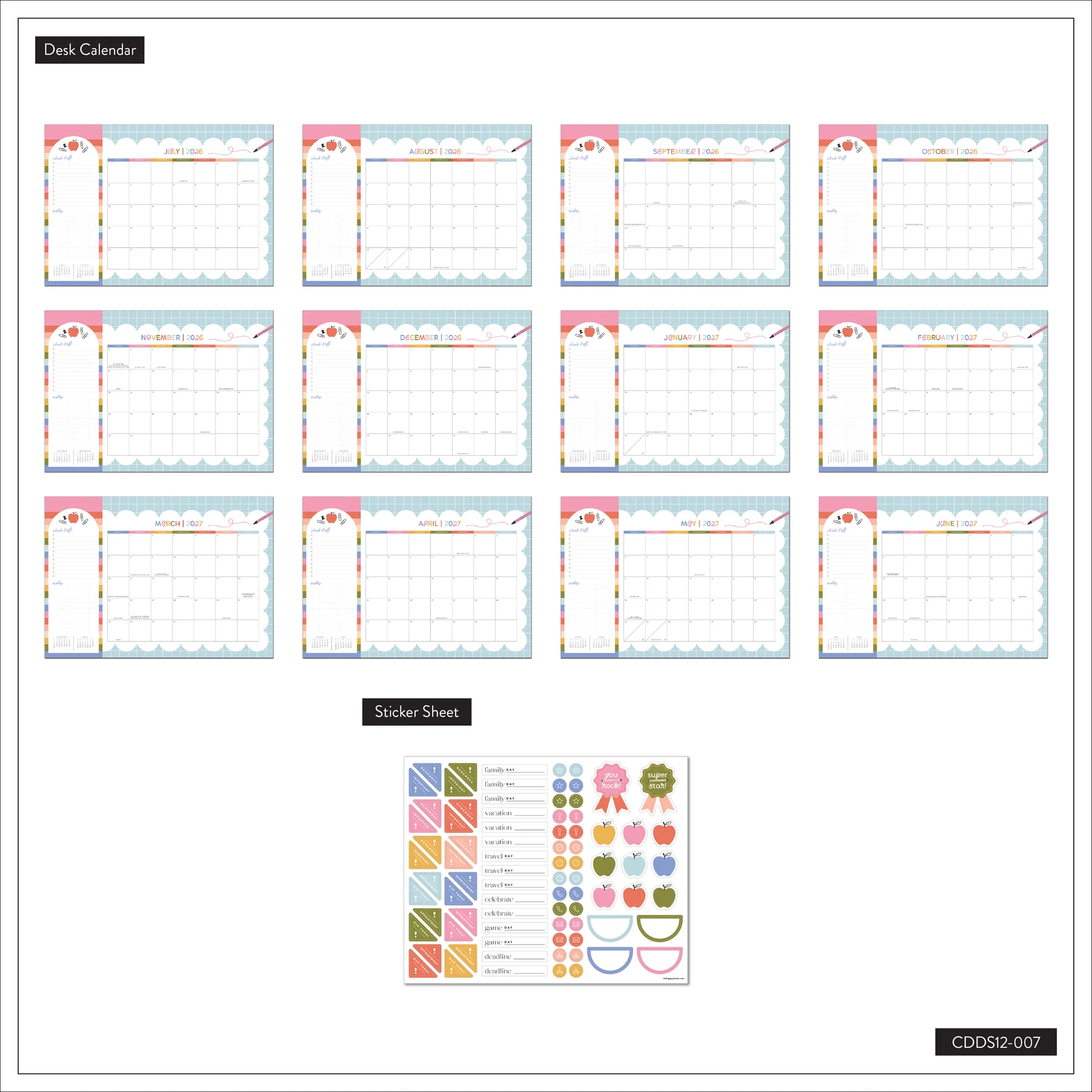 School Doodles - Small Desk Calendar - 12 Months - Image 9