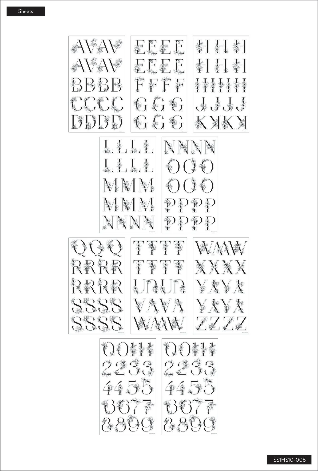Sophisticated Florals Black Alphabet Stickers - Image 4