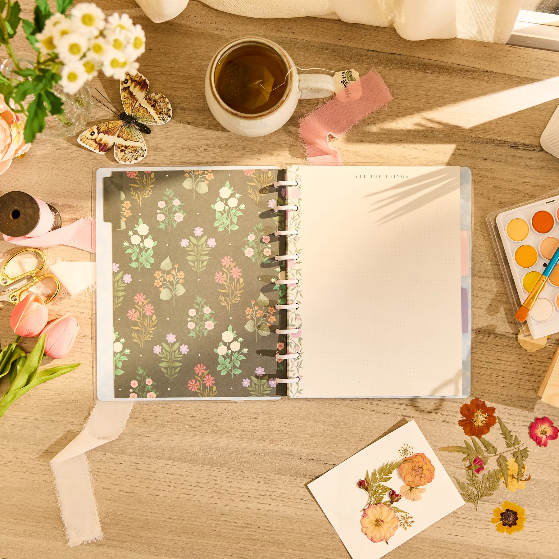 Spring Tapestry - Dot Grid + Dotted Lined Classic Notebook - 60 Sheets - Image 4