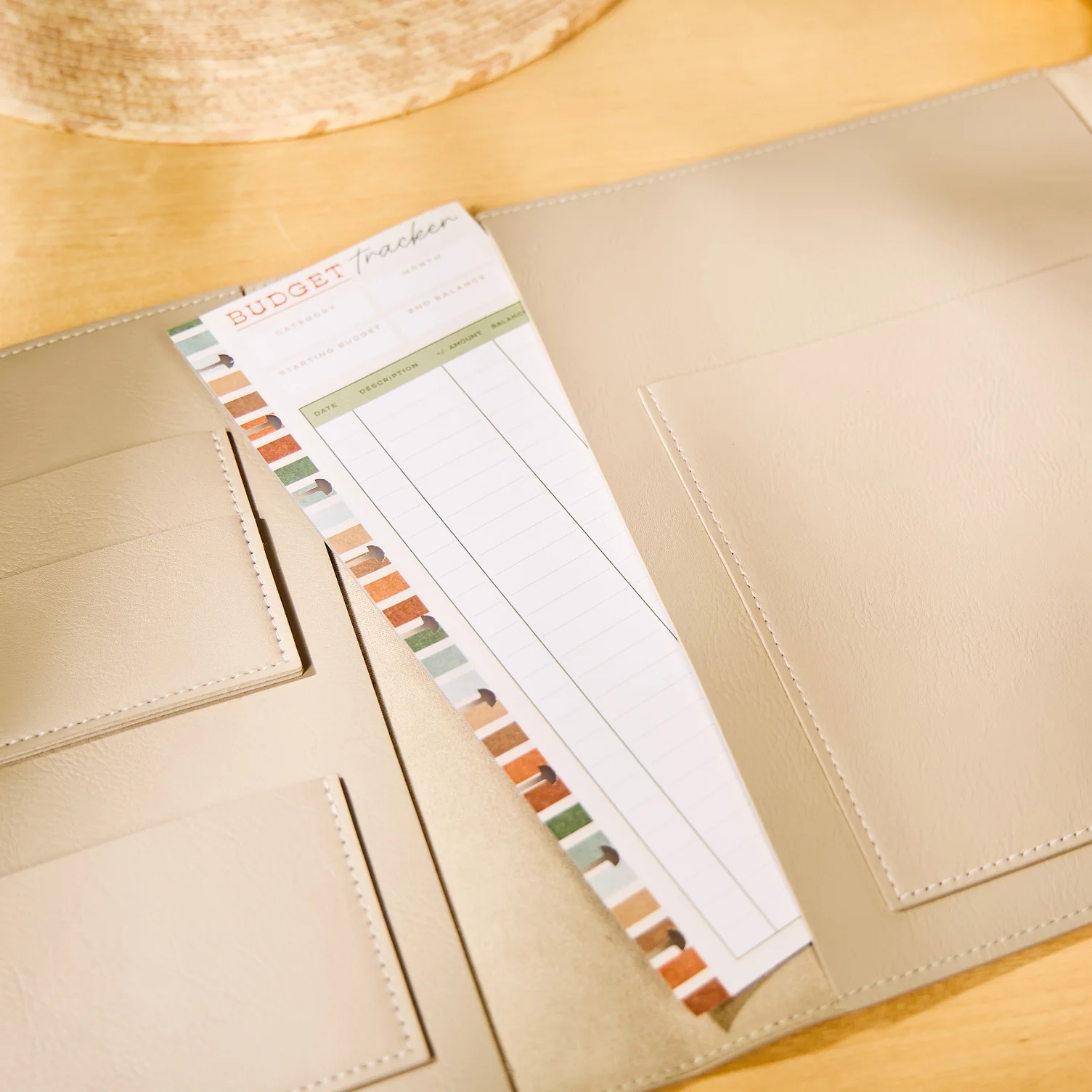 Taupe Vegan Leather - Deluxe Classic Planner Folio - Image 4