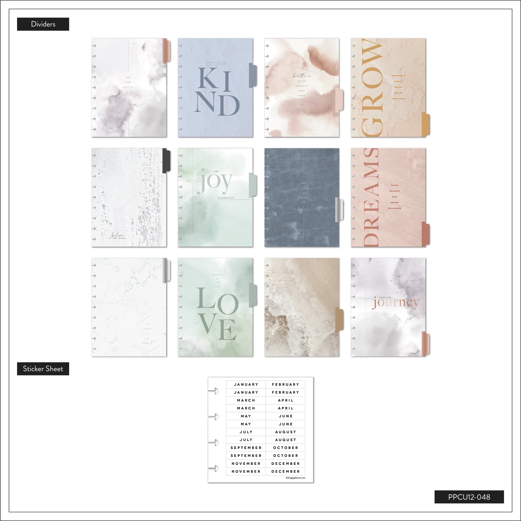 Undated Soft Watercolor Happy Planner - Classic Horizontal Layout - 12 Months - Image 9