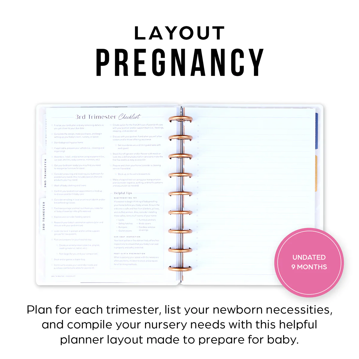 Undated Baby on the Way Pregnancy Planner - Classic Pregnancy Layout - 9 Months - Image 6