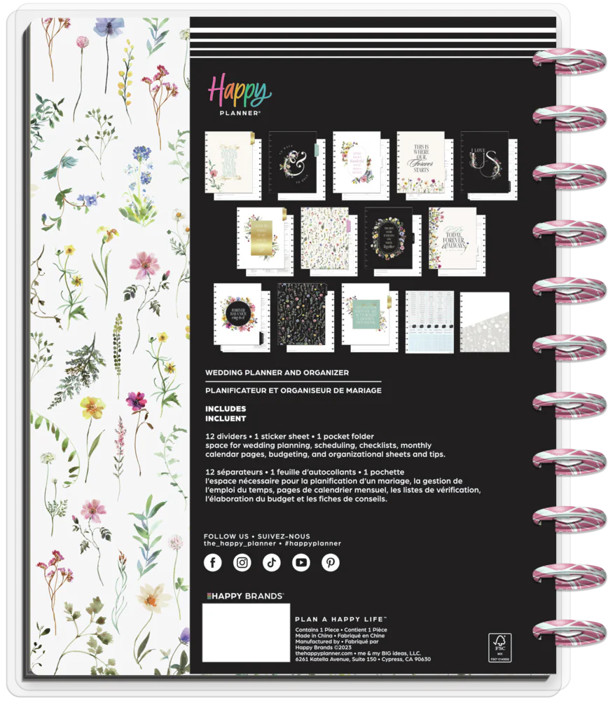 Undated Blooming Romance Wedding Happy Planner - Big Wedding Layout - 12 Months - Image 14