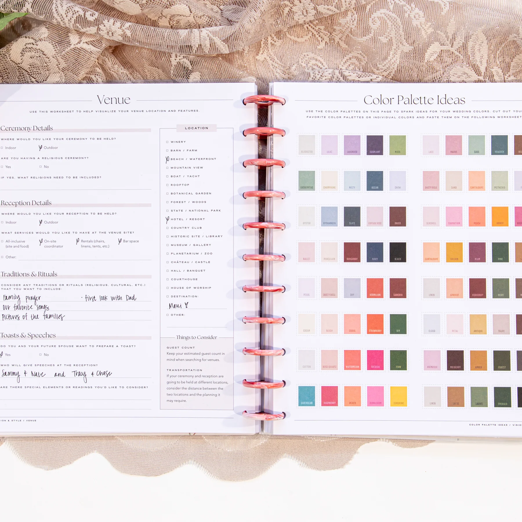 Undated Blooming Romance Wedding Happy Planner - Big Wedding Layout - 12 Months - Image 5