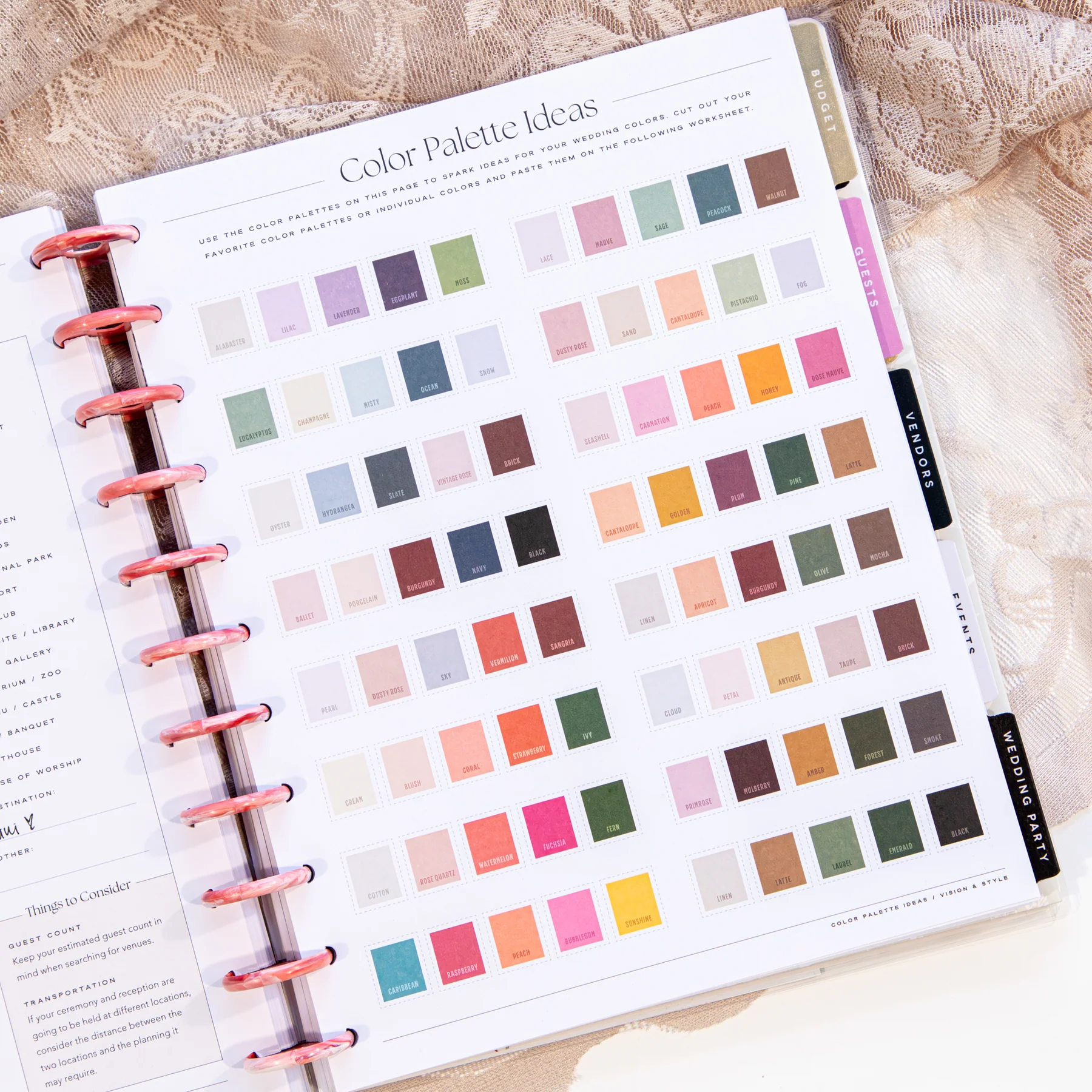 Undated Blooming Romance Wedding Happy Planner - Big Wedding Layout - 12 Months - Image 6