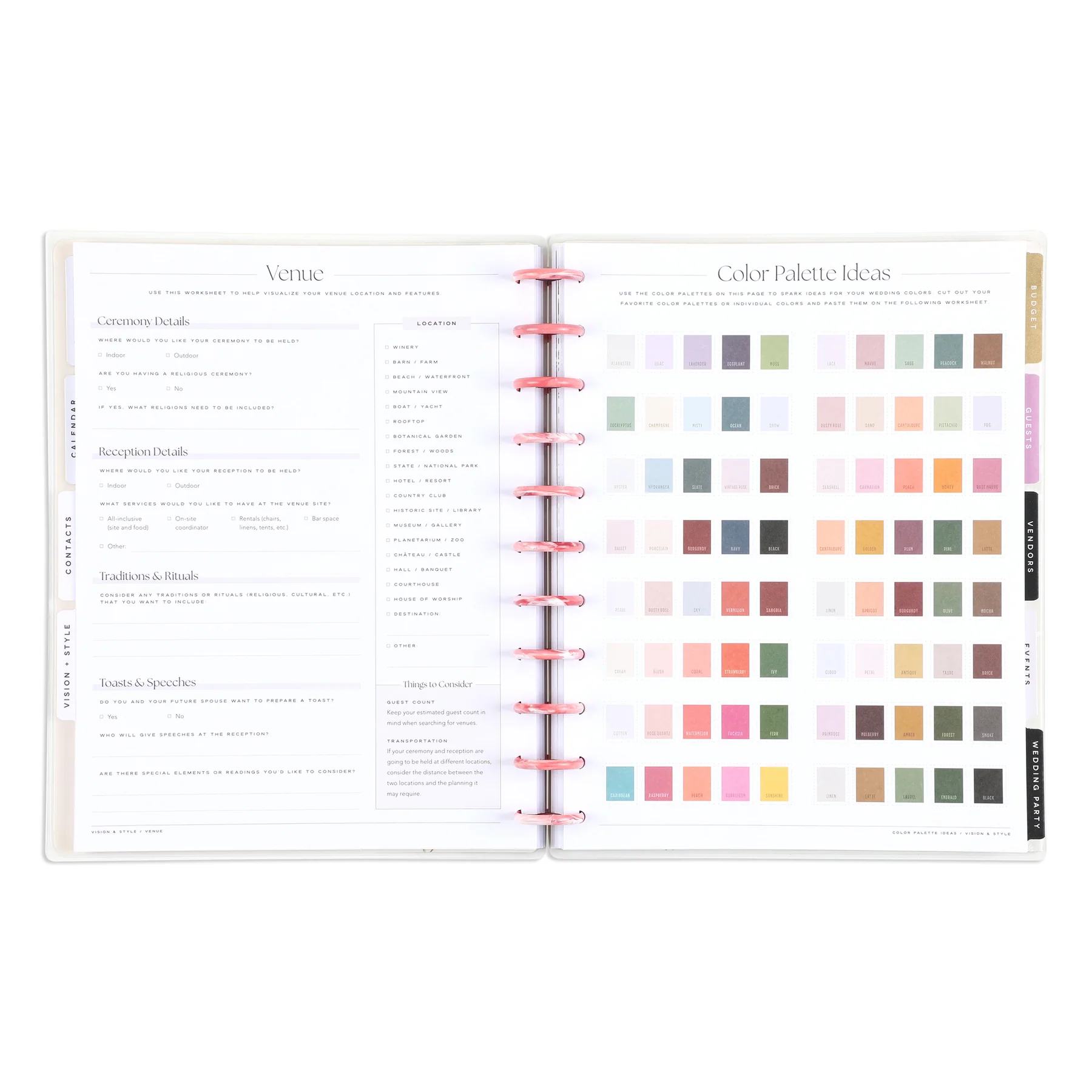 Undated Blooming Romance Wedding Happy Planner - Big Wedding Layout - 12 Months - Image 7