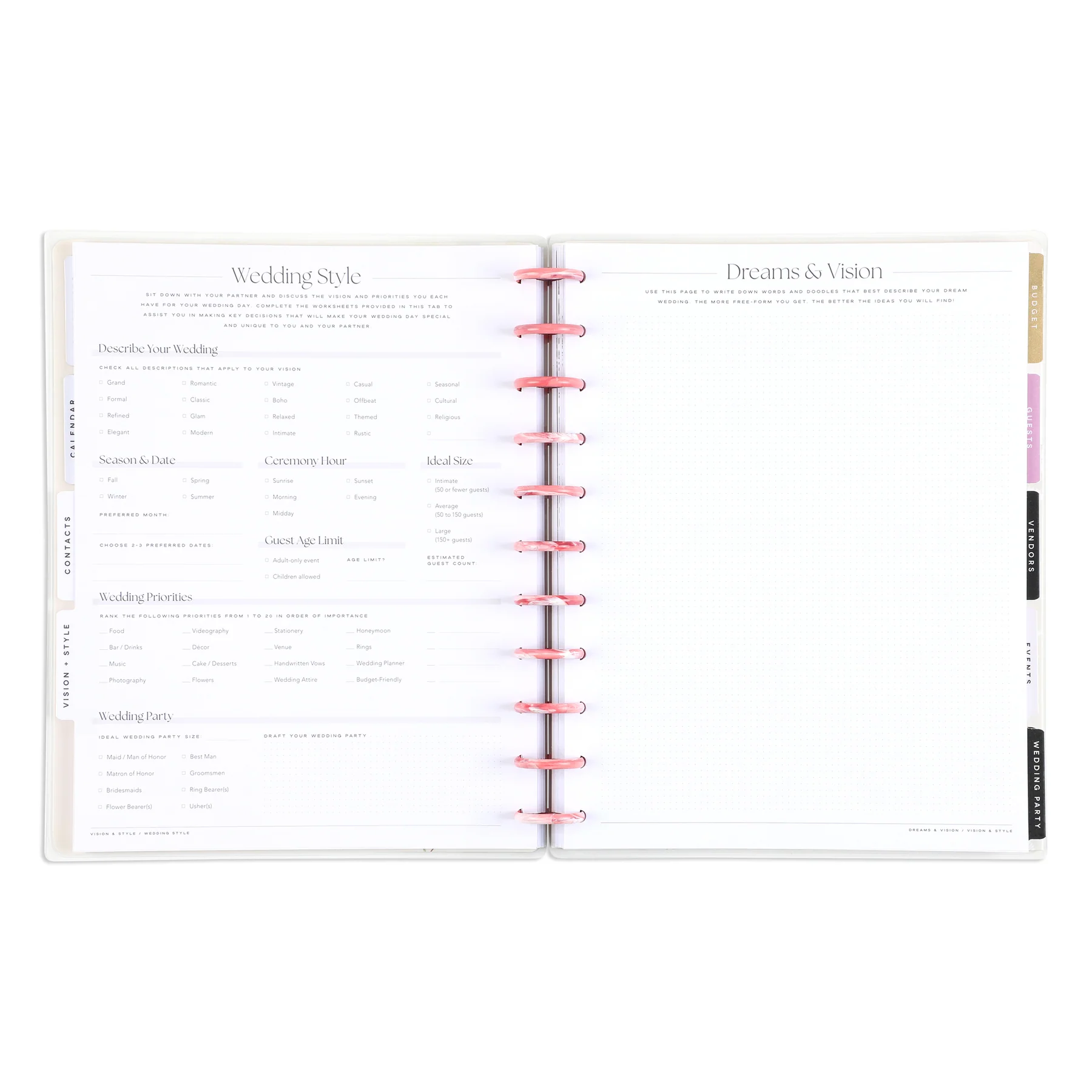 Undated Blooming Romance Wedding Happy Planner - Big Wedding Layout - 12 Months - Image 8