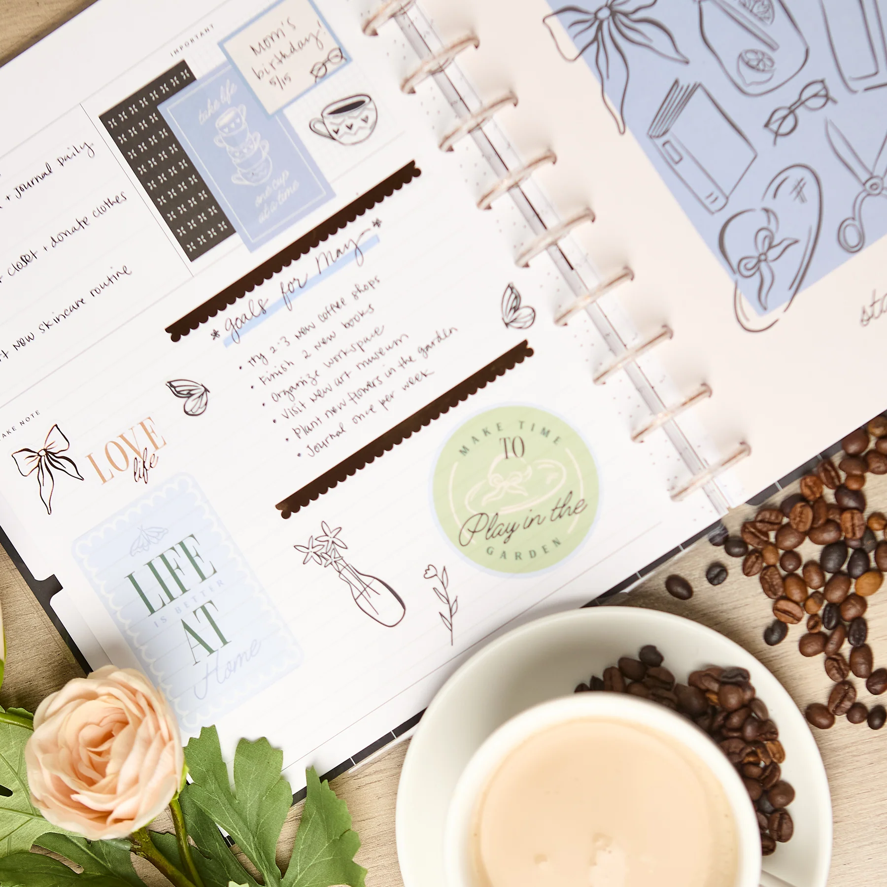 Undated Café Coquette Customizable Planner - Big Horizontal Layout - 12 Months - Image 4
