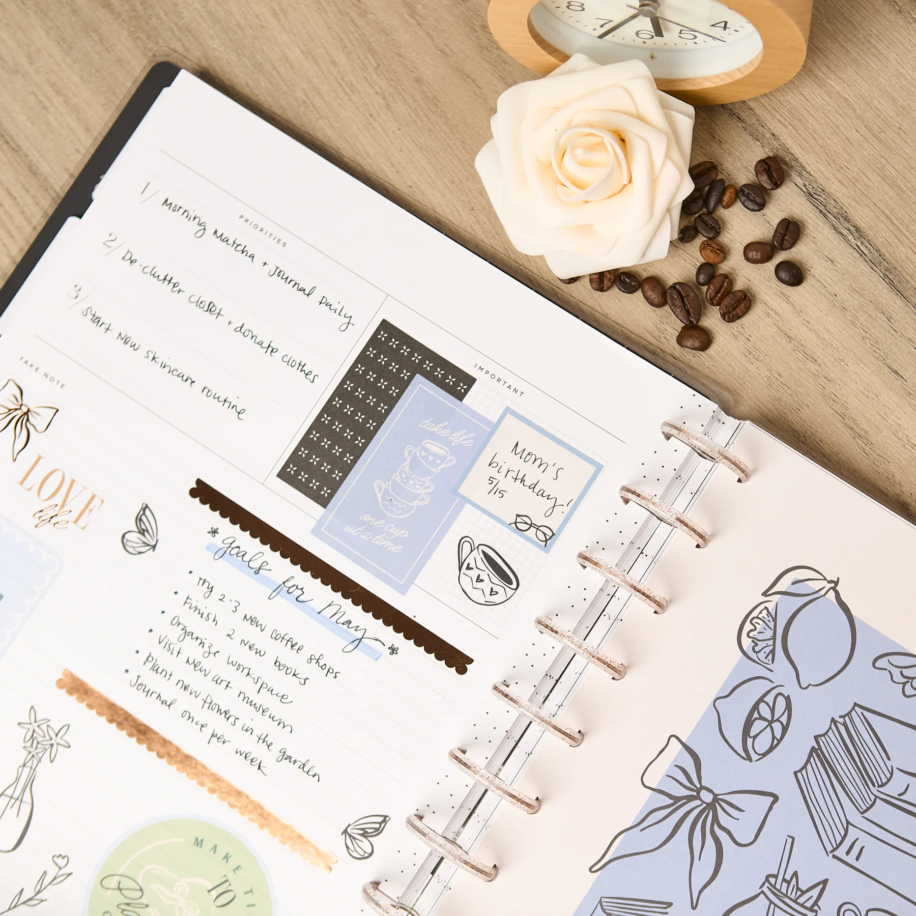 Undated Café Coquette Customizable Planner - Big Horizontal Layout - 12 Months - Image 7