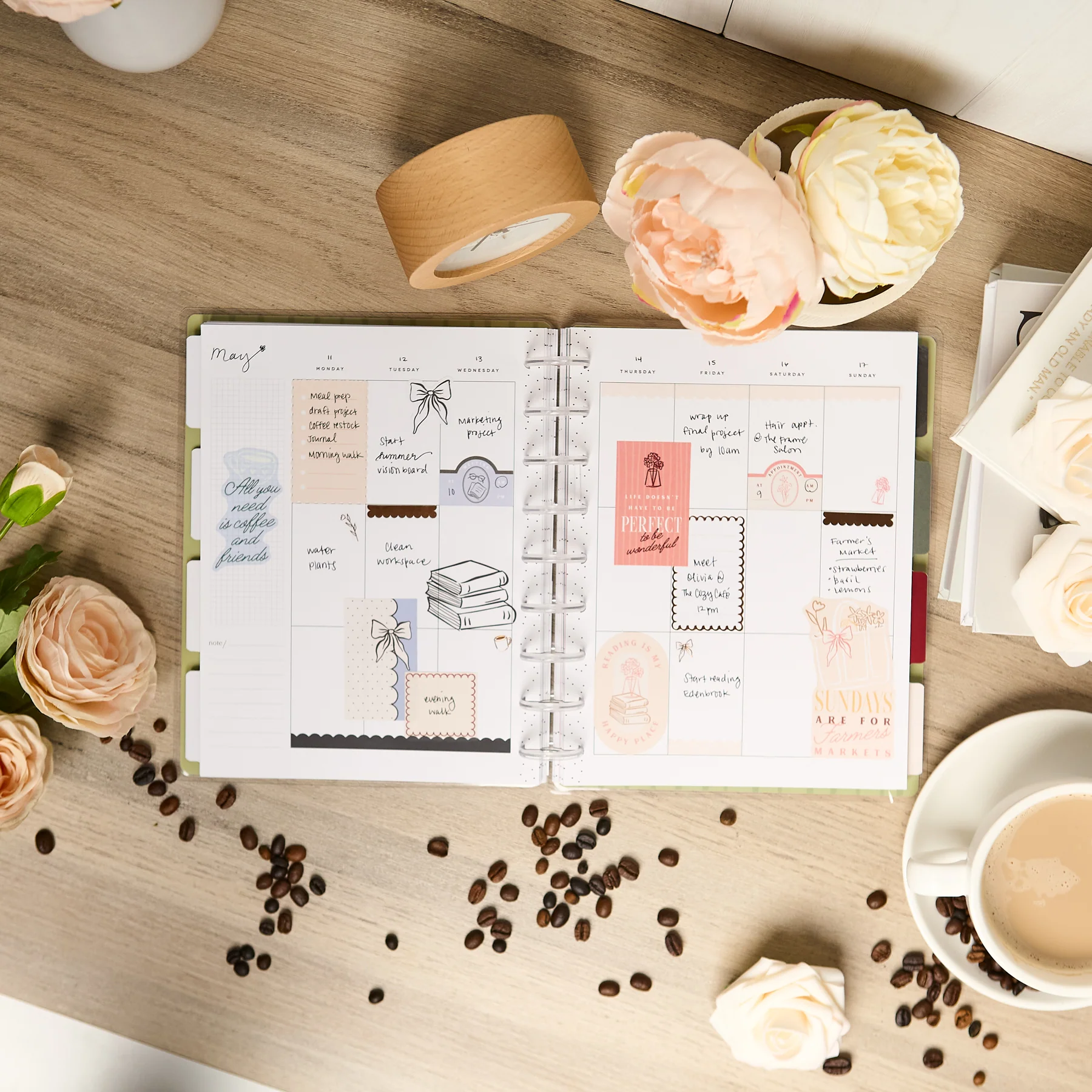 Undated Café Coquette Customizable Planner - Classic Vertical Layout - 12 Months - Image 4