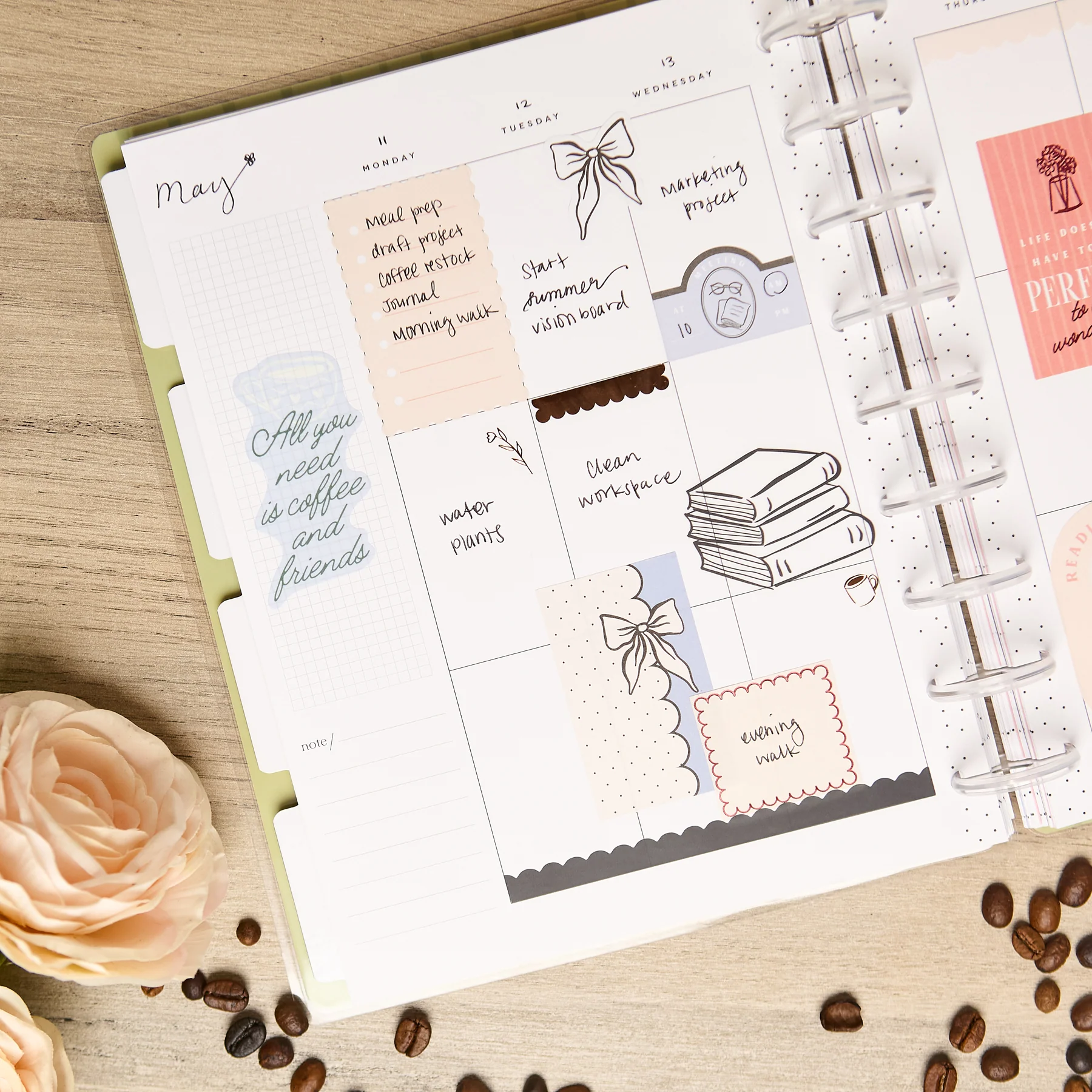 Undated Café Coquette Customizable Planner - Classic Vertical Layout - 12 Months - Image 5