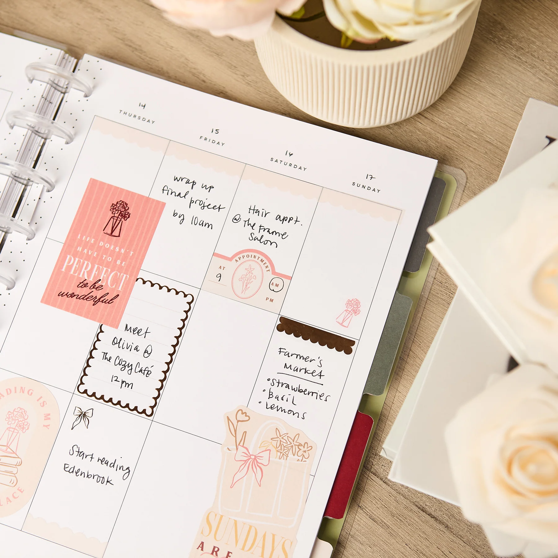 Undated Café Coquette Customizable Planner - Classic Vertical Layout - 12 Months - Image 6