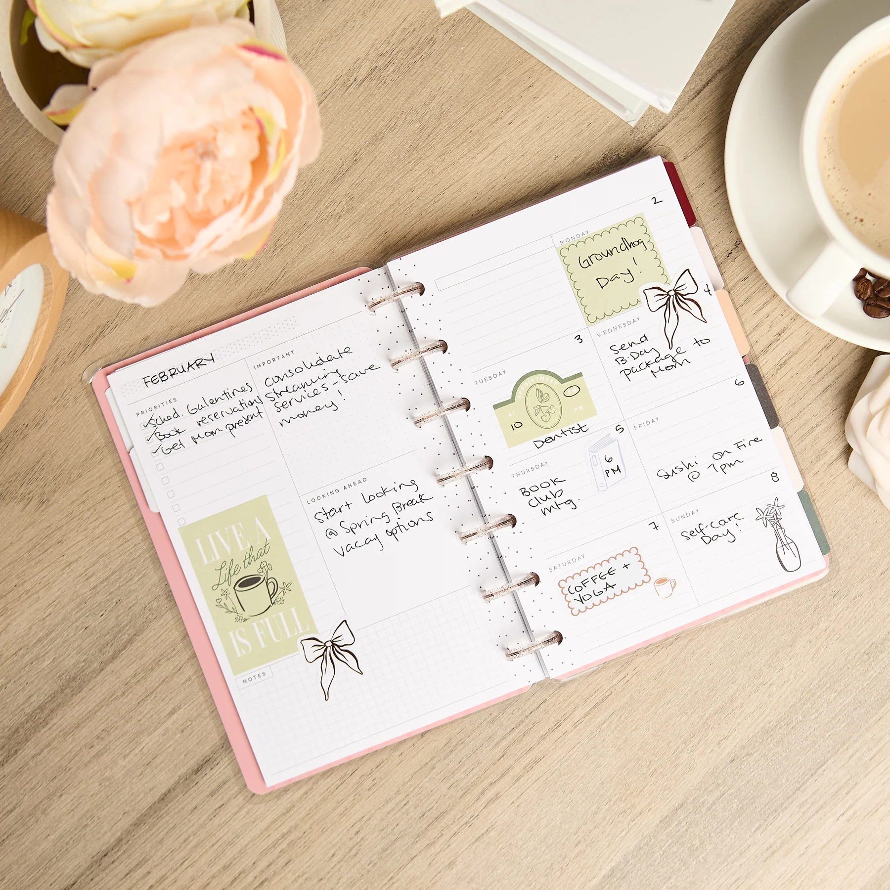 Undated Café Coquette Customizable Planner - Mini Dashboard Layout - 12 Months - Image 4