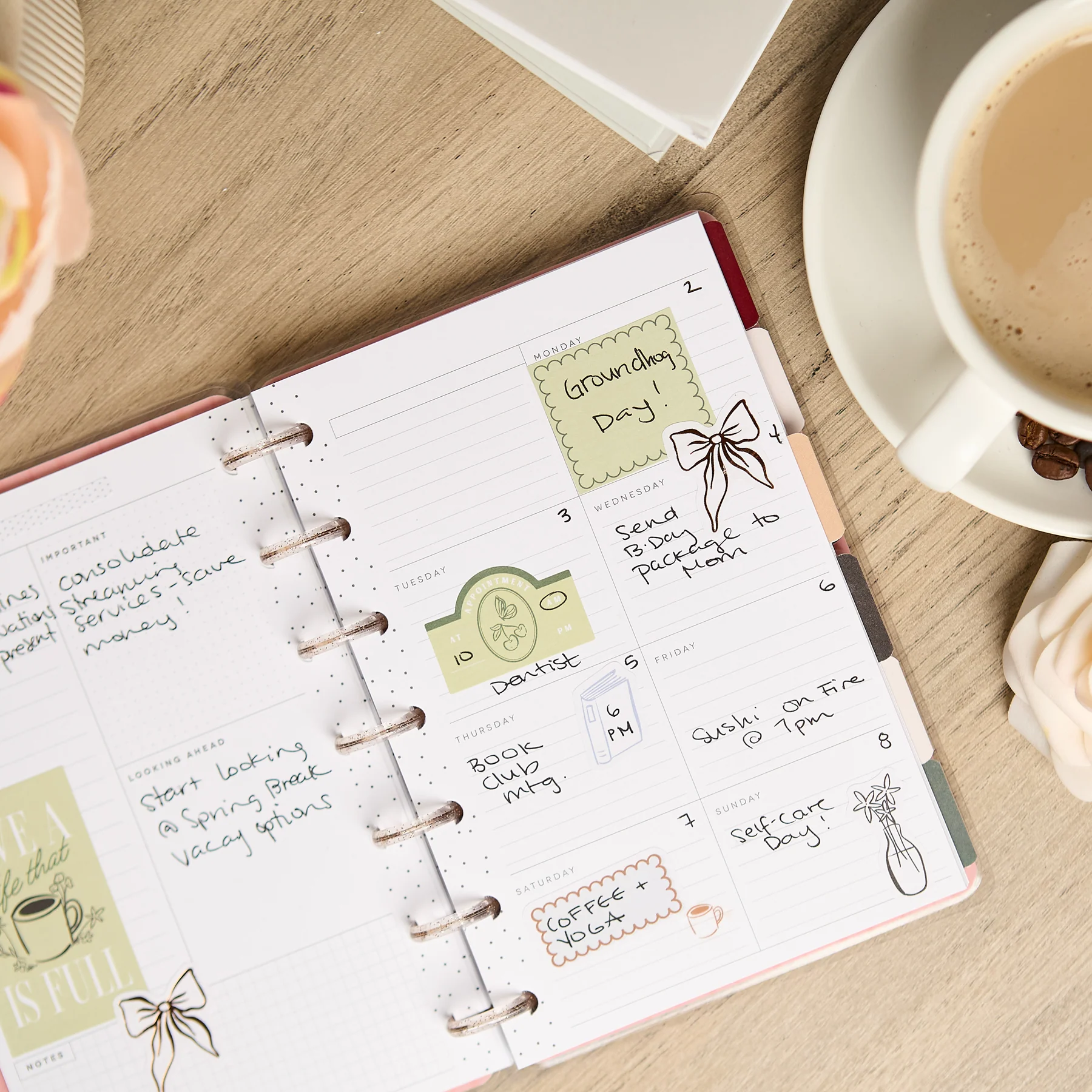 Undated Café Coquette Customizable Planner - Mini Dashboard Layout - 12 Months - Image 6