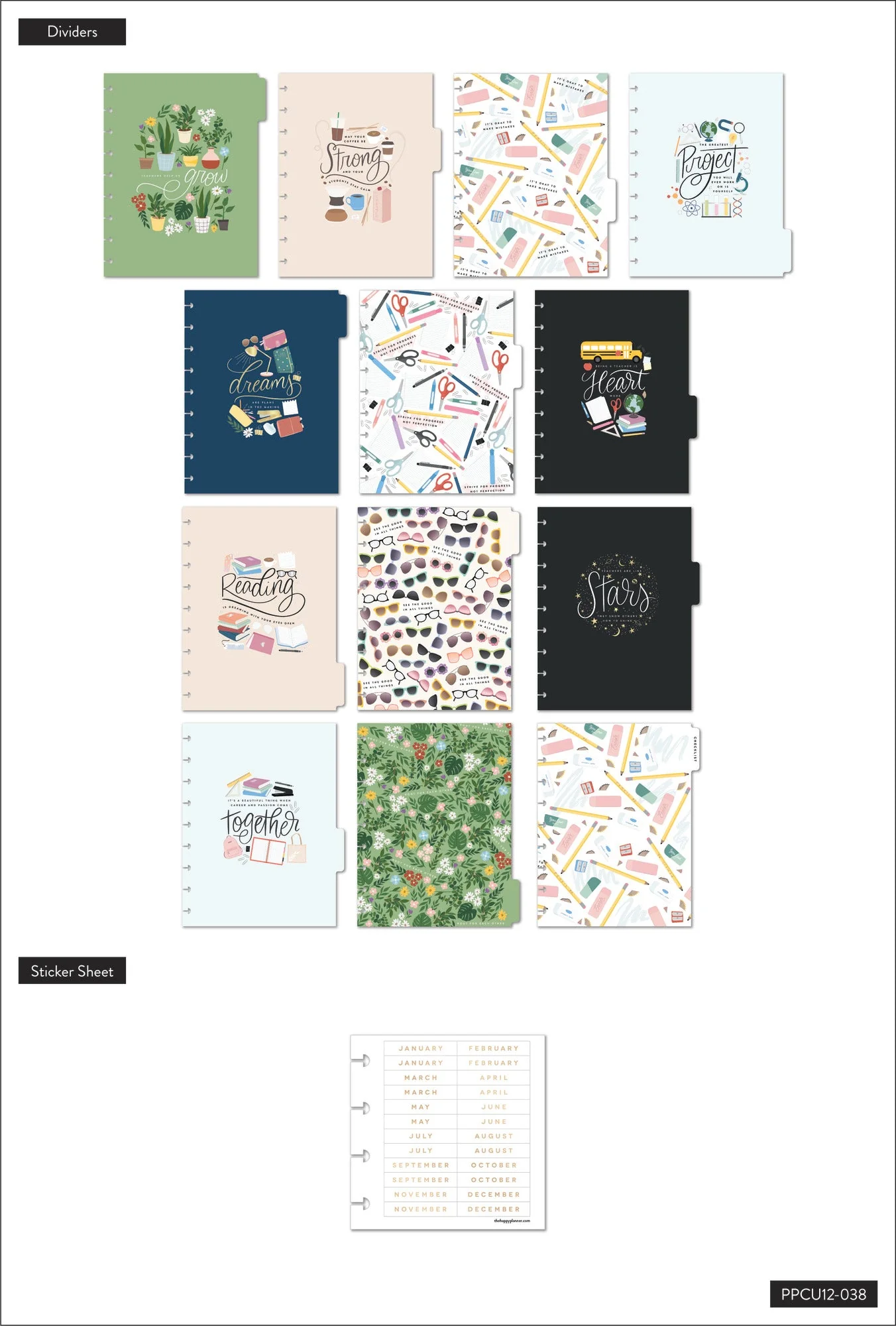 Undated Cute Icons Classic Teacher Happy Planner - 12 Months - Image 6
