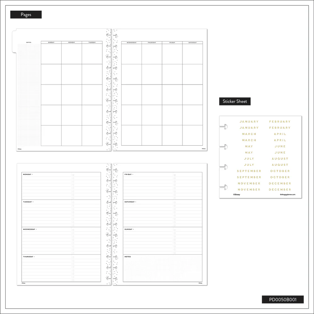 Undated DELUXE Disney Mod Mickey Mouse Customizable Planner -  Big Horizontal Layout - 12 Months - Image 10