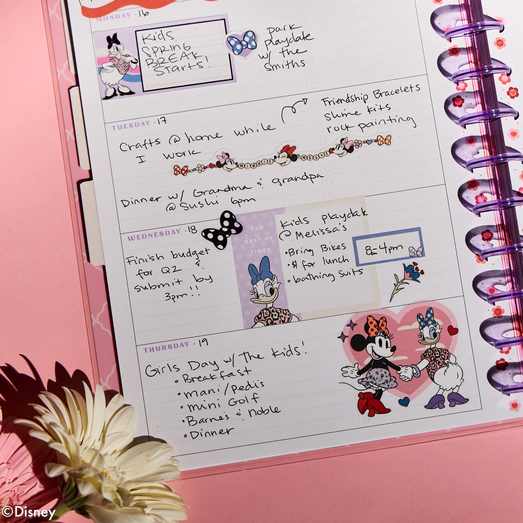 Undated Disney Minnie Mouse Bow Happy Customizable Planner - Big Horizontal Layout - 12 Months - Image 5