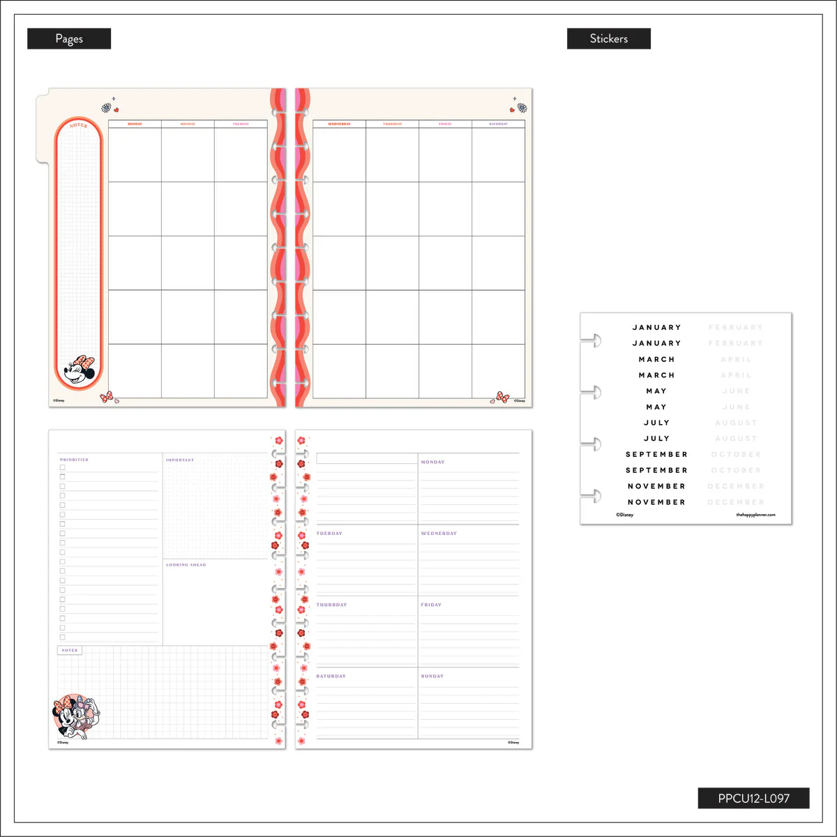 Undated Disney Minnie Mouse Bow Happy Customizable Planner - Classic Dashboard Layout - 12 Months - Image 22