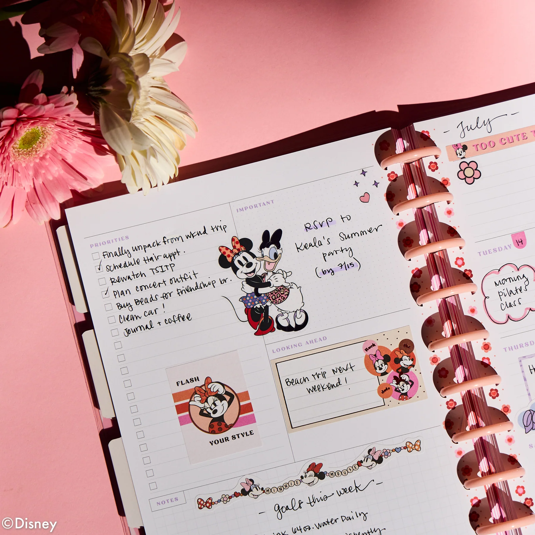Undated Disney Minnie Mouse Bow Happy Customizable Planner - Classic Dashboard Layout - 12 Months - Image 6