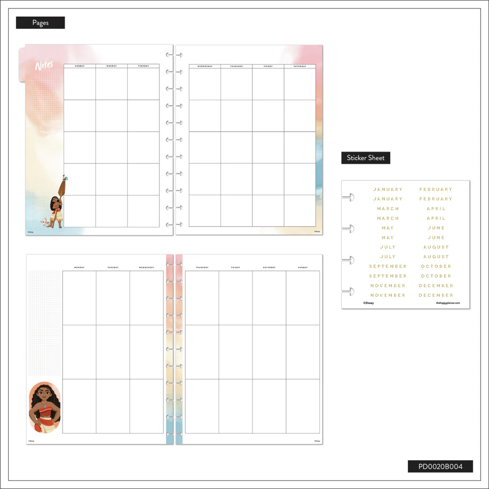 Undated Disney Moana Customizable Planner - Big Vertical Layout - 12 Months - Image 7